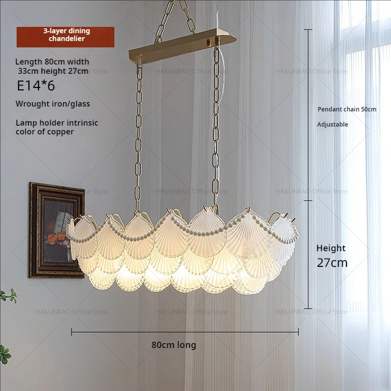 Afralia™ Shell Pearl Glass Crystal Chandelier for Modern Luxury Living Room