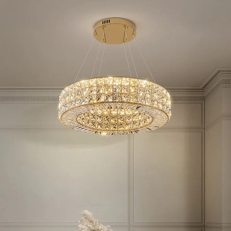 Afralia™ Crystal LED Chandelier: Dimmable Ceiling Light for Luxury Living Room Decor