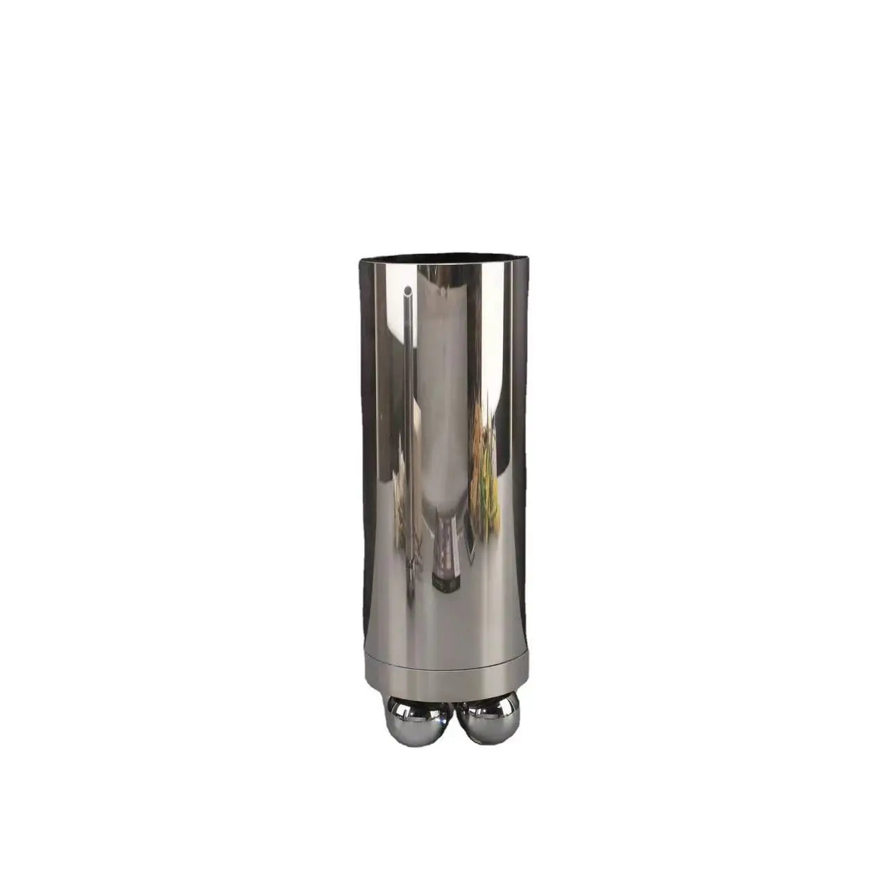 Afralia™ Silver Geometric Ball Glass Vase: Abstract Cylinder Floral Arrangement Accessory