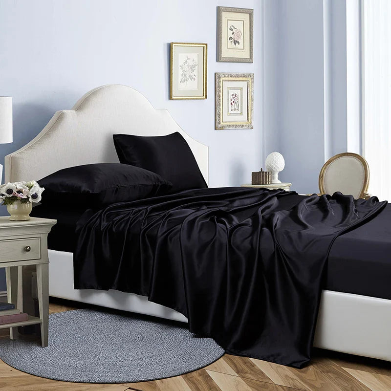 Afralia™ Luxury Satin Sheet Set: High End Rayon, 4 Pieces, King Queen Twin Full
