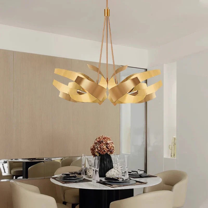 Afralia™ Modern Gold/Black Iron Chandelier for Dimmable Dining Room Lighting