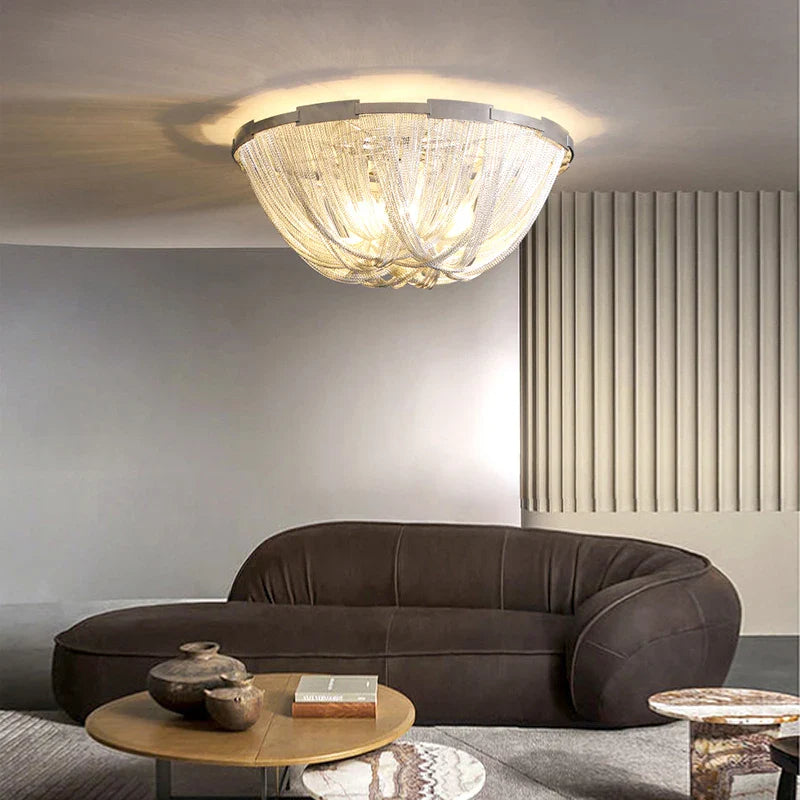 Afralia™ Modern Tassel Chandelier for Hotel Villa Stairs - Italian Light Luxury Aluminum