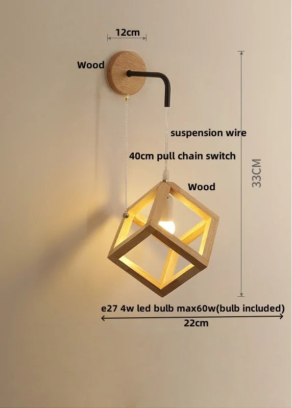 Afralia™ Cube LED Wall Lights | Modern Nordic Wood Design for Home Decor