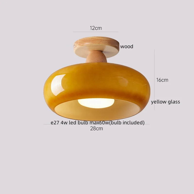 Afralia™ Glass LED Ceiling Lamp Copper Walnut Modern Living Room Lighting Fixtures
