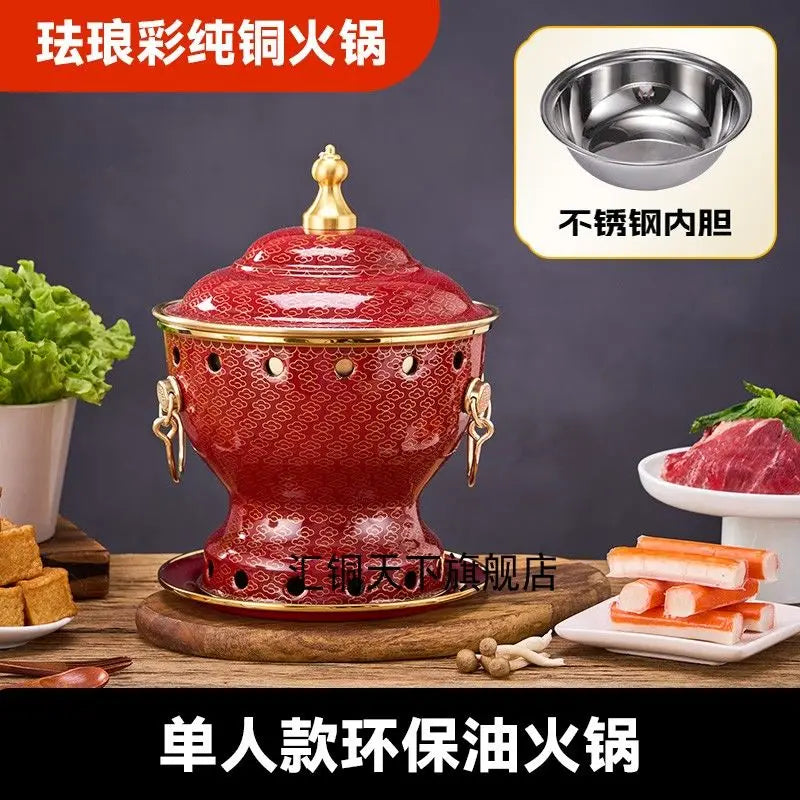 Afralia™ Enamel Copper Hot Pot for Eco-Friendly Cooking