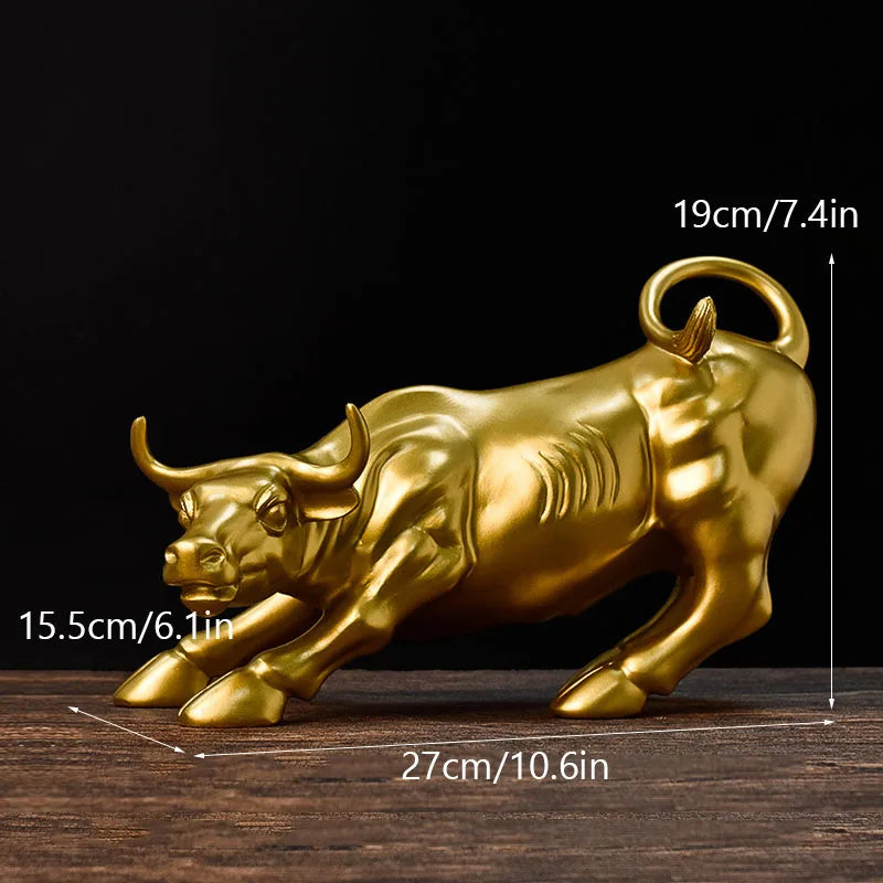 Afralia™ Bull of Fortune Resin Sculpture for Office Desk Feng Shui Decoration