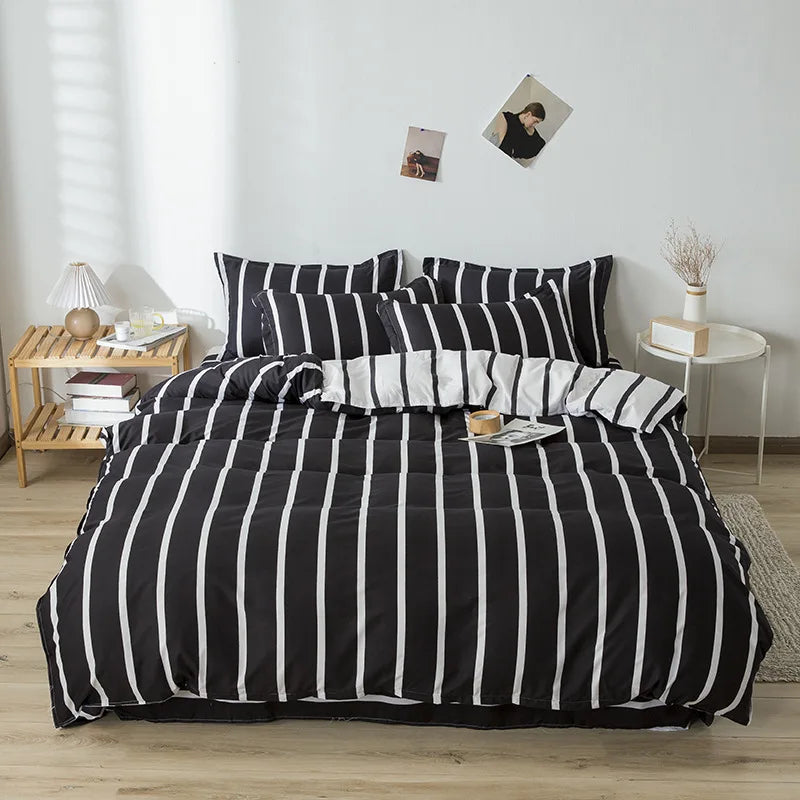 Afralia™ Cartoon Printed Bedding Set: Soft Cozy Duvet Cover, Bedsheet, Pillowcase, Single Double Bedclothes