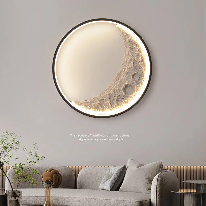 Afralia™ Moonlight Bedroom Wall Lamp Moon Mural Art Hall Decor Bedside Light