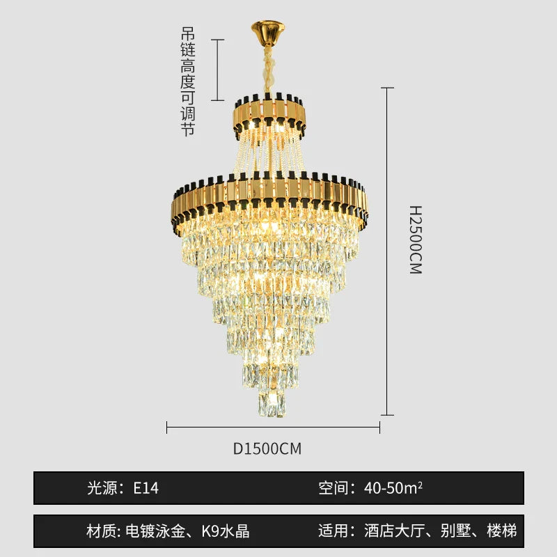 Afralia™ Crystal Chandelier for Duplex Villa Hotel Club Banquet Hall Engineering Lighting