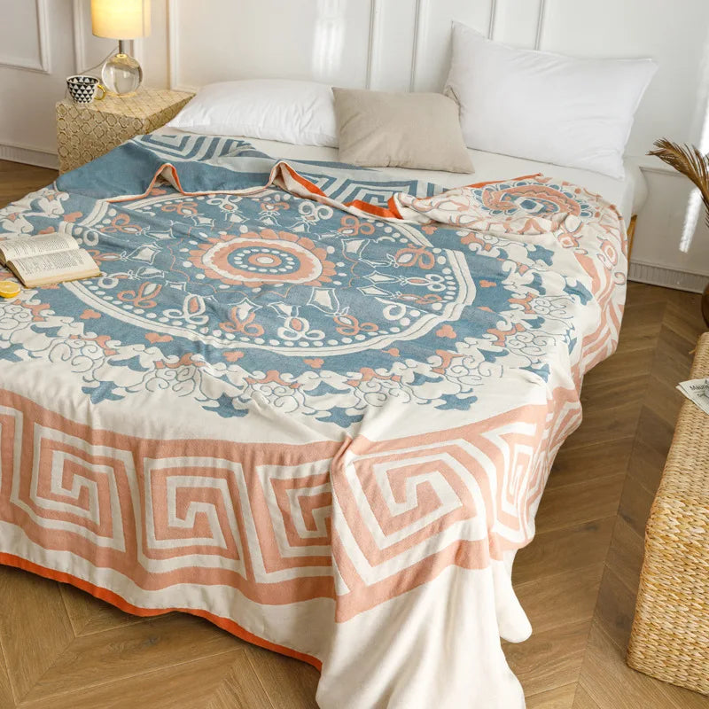 Afralia™ Cotton Gauze Summer Blanket, Soft Breathable Single Double Bed Nap Blanket