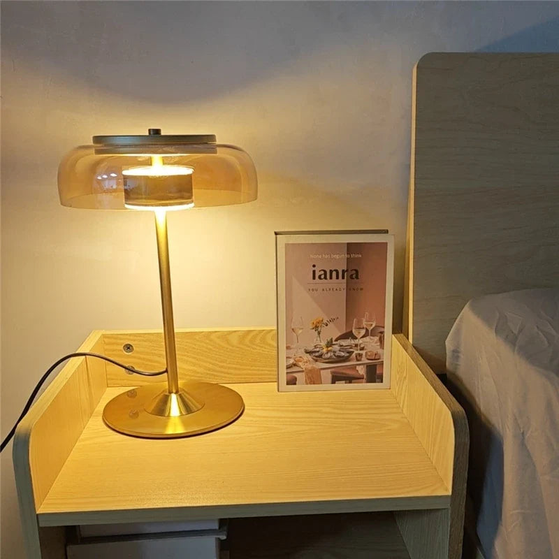 Afralia™ Elegant Mushroom Glass Bowl Table Lamp for Modern Nordic Living Spaces