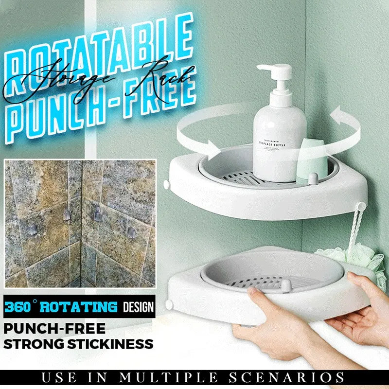 Afralia™ Rotatable Corner Shelf: Wall Mounted Triangle Rack for Bathroom and Kitchen Storage