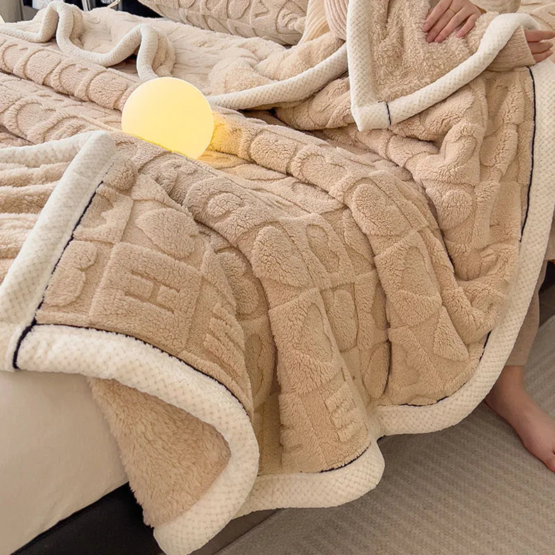 Afralia™ Cozy Lamb Wool Blanket: Double-Sided, Thick Coral Fleece, Skin-Friendly & Warm