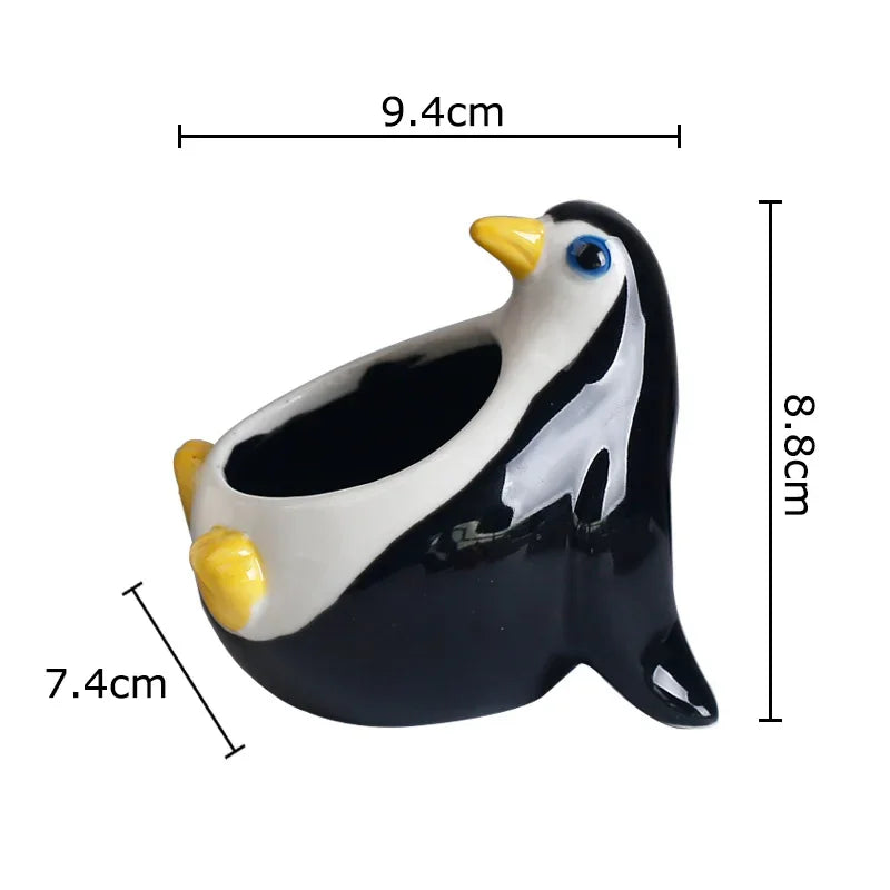 Afralia™ Penguin Ceramic Vase Small Plant Pots Room Decoration Flower Arrangement