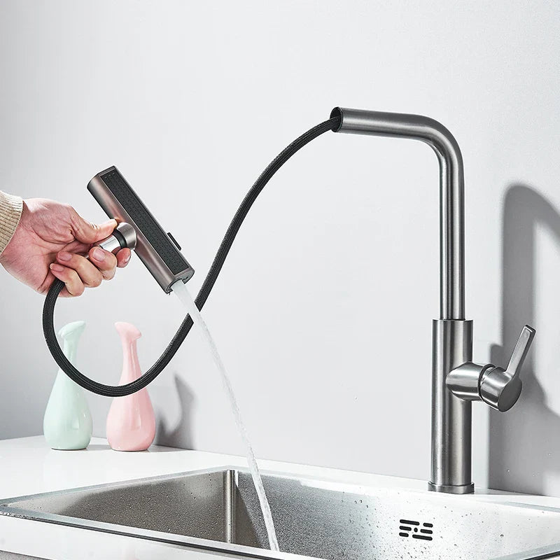 Afralia™ 3 Functions Kitchen Faucet - Flexible Pull Out Mixer Tap with 360° Sprayer