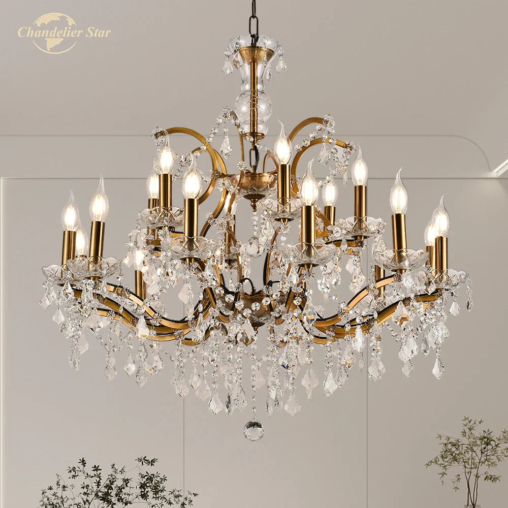 Afralia™ Rococo Crystal & Brass Chandelier: Elegant 19th C. Style for Bedroom & Living Room
