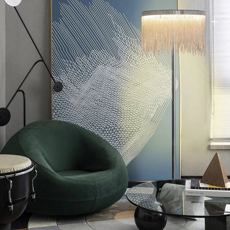 Afralia™ Chrome Metal LED Floor Light for Living Room Bedroom Dining Room