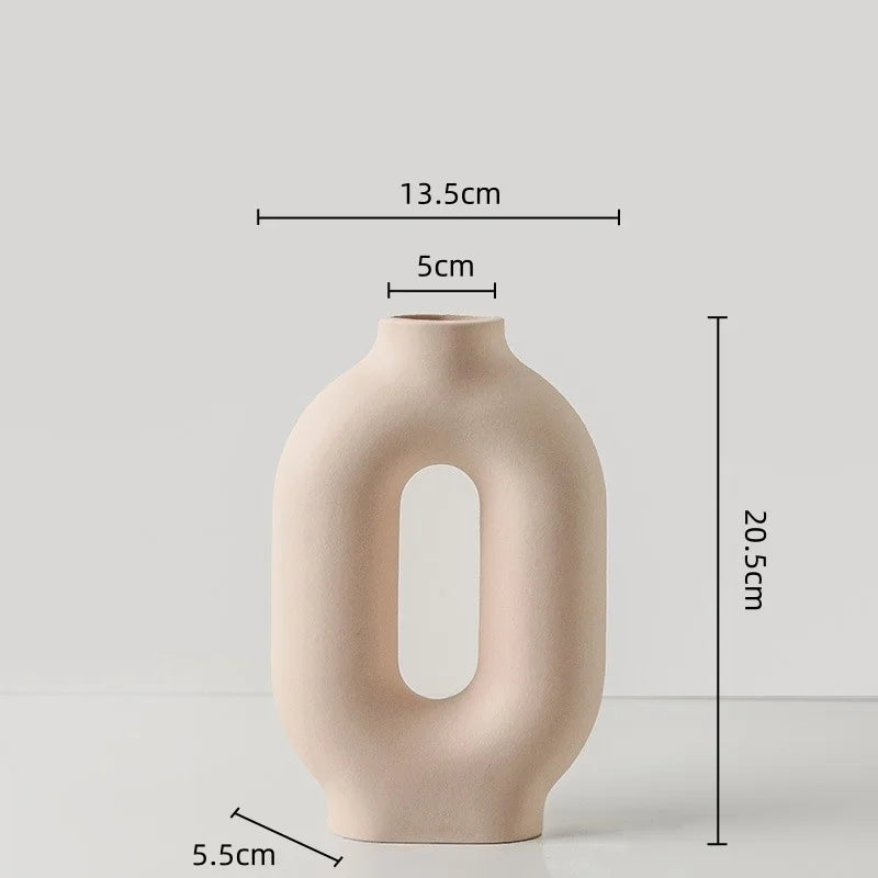 Afralia™ Geometric Ceramic Vase: Hollowed-out Letters Flower Arrangement Home Decor