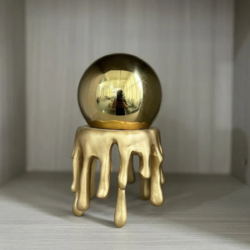 Afralia™ Golden Octopus Spherical Figurine Decorative Resin Ornament