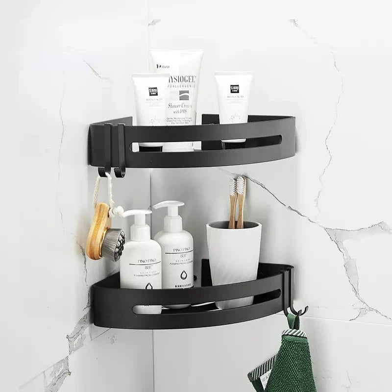 Afralia™ Triangle Corner Shower Caddy with Hook for Kitchen & Bathroom Accessories