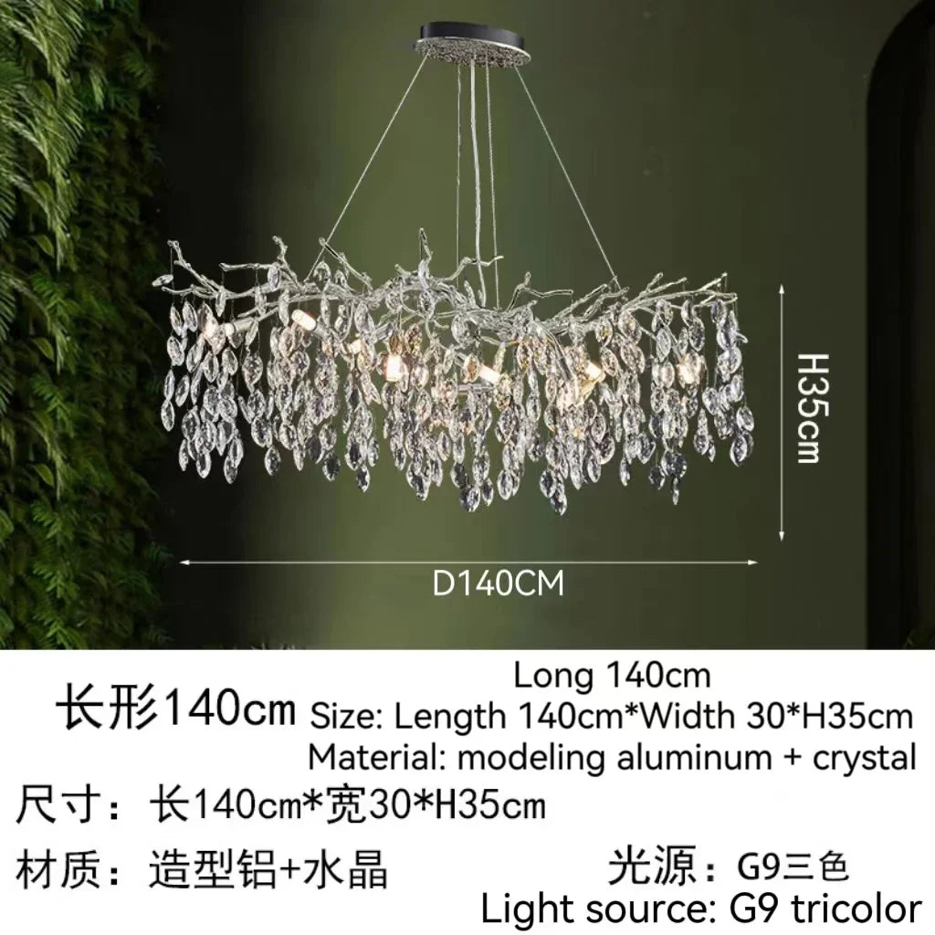 Afralia™ Golden Crystal Tree Ceiling Chandelier, Luxury Aluminum Art Fixture