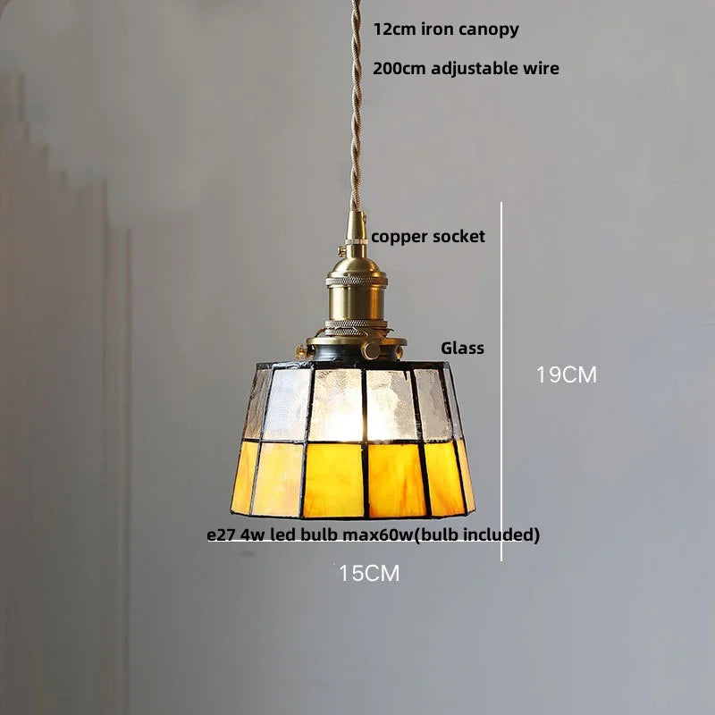 Afralia™ Tiffany Glass LED Pendant Light Fixture for Home Decor and Hotel Dining