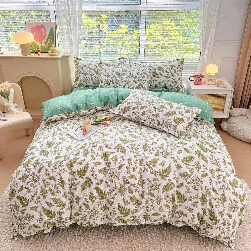 Afralia™ Plant Printed Brushed Single Duvet Cover for Cozy Winter Nights