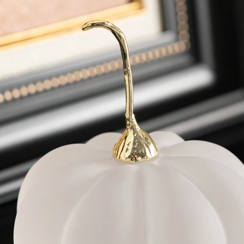 Afralia™ Marble Pumpkin Figurine Transparent Frosted Finish Statue Decor Accessory