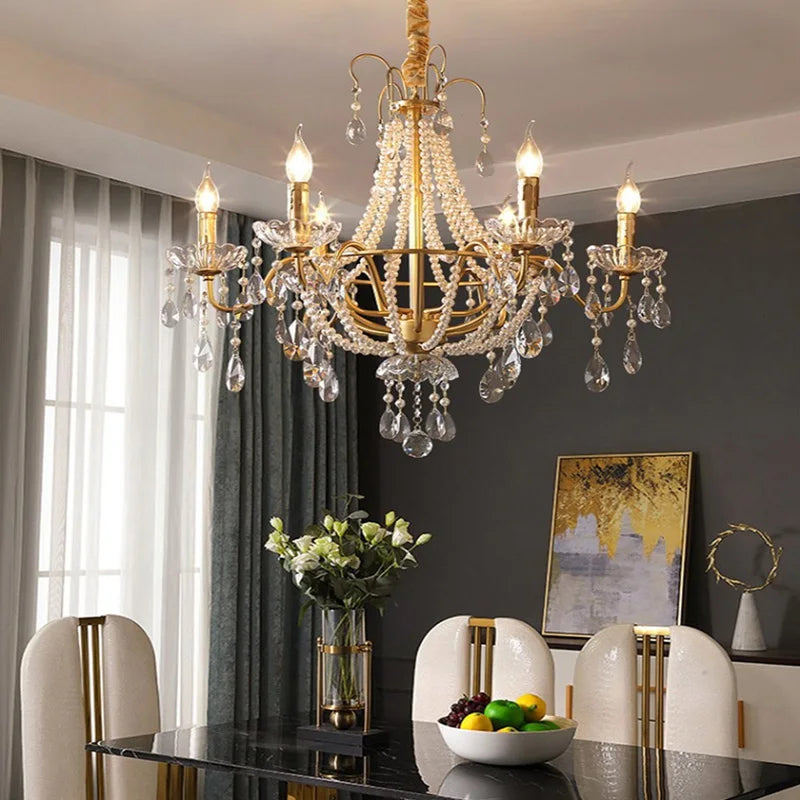 Afralia™ Luxury Crystal Pendant Chandelier for Living Room - Ceiling Light Elegant Suspension Lamp