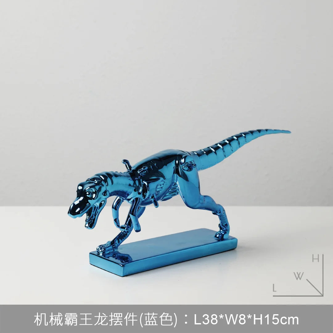 Afralia™ Silver Tyrannosaurus Rex Dinosaur Skeleton Ornament Home Decor Figurine