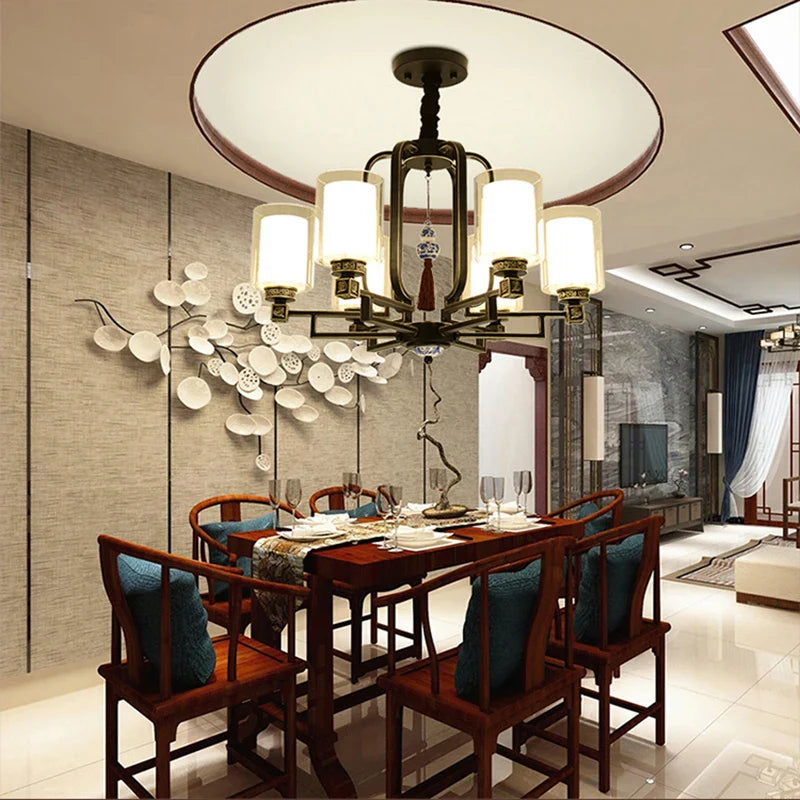 Afralia™ Simplistic Modern Chinese Style Living Room Chandelier