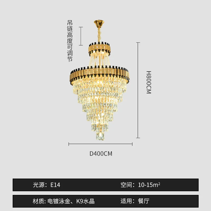 Afralia™ Crystal Chandelier for Duplex Villa Hotel Club Banquet Hall Engineering Lighting