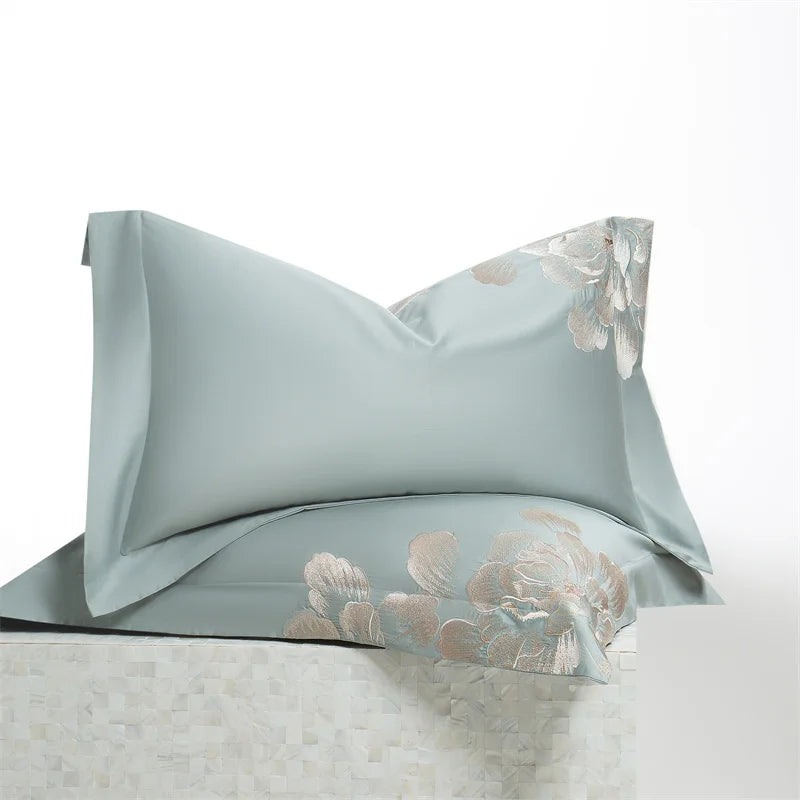 Afralia™ Luxury Flowers Embroidery Egyptian Cotton Bedding Set with 1400TC Quality