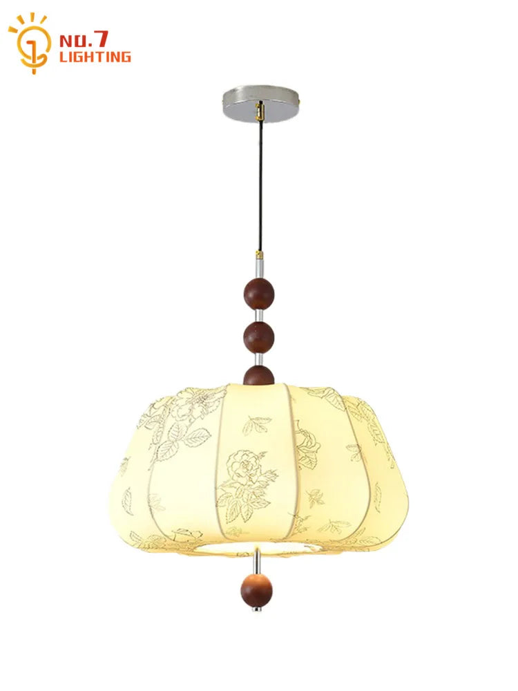 Afralia™ Zen Art Wooden Pendant Light LED E27 Decorative Chestnut Lamp for Tea Room Bedroom