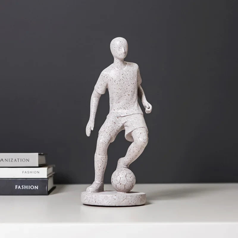 Afralia™ Abstract Sports Player Sculpture Set Grey/White Figurines Home Decor