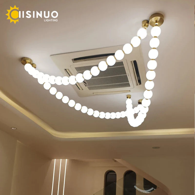 Afralia™ Pear Necklace Chandelier: Luxury Pendant Light Fixture for Living & Dining Rooms