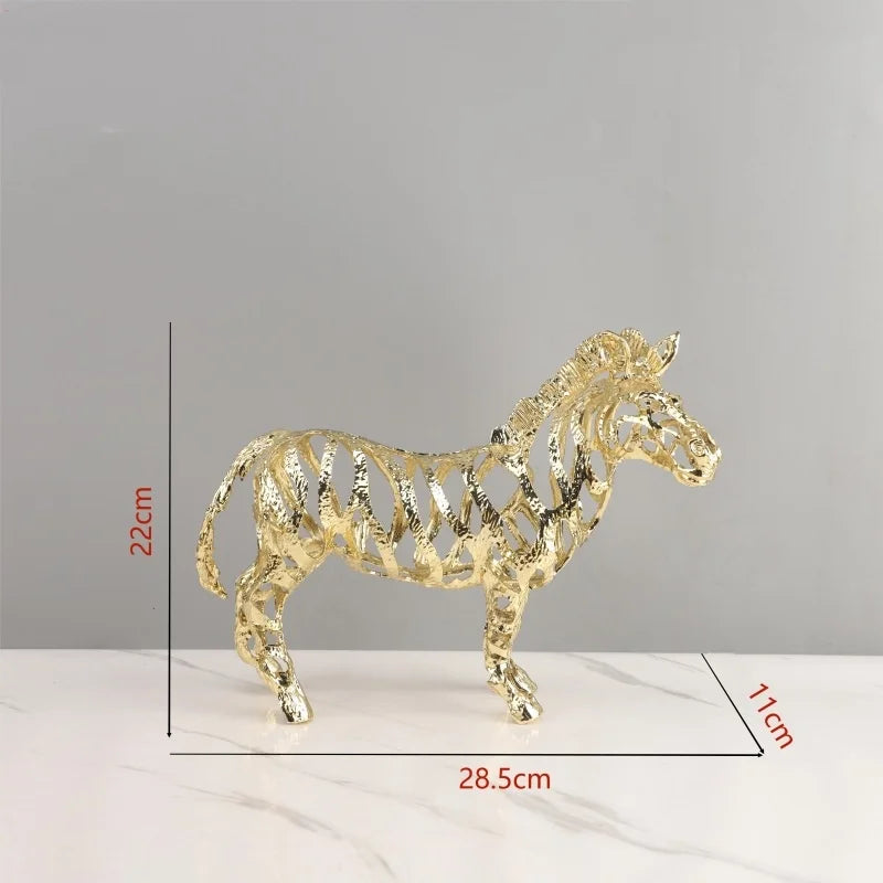 Afralia™ Golden Openwork Animal Sculpture Set for Home Decoration