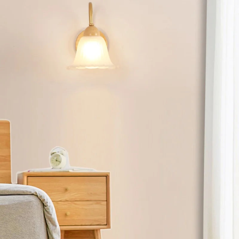 Afralia™ Nordic Glass LED Wall Sconce with Pull Chain Switch for Home Decor