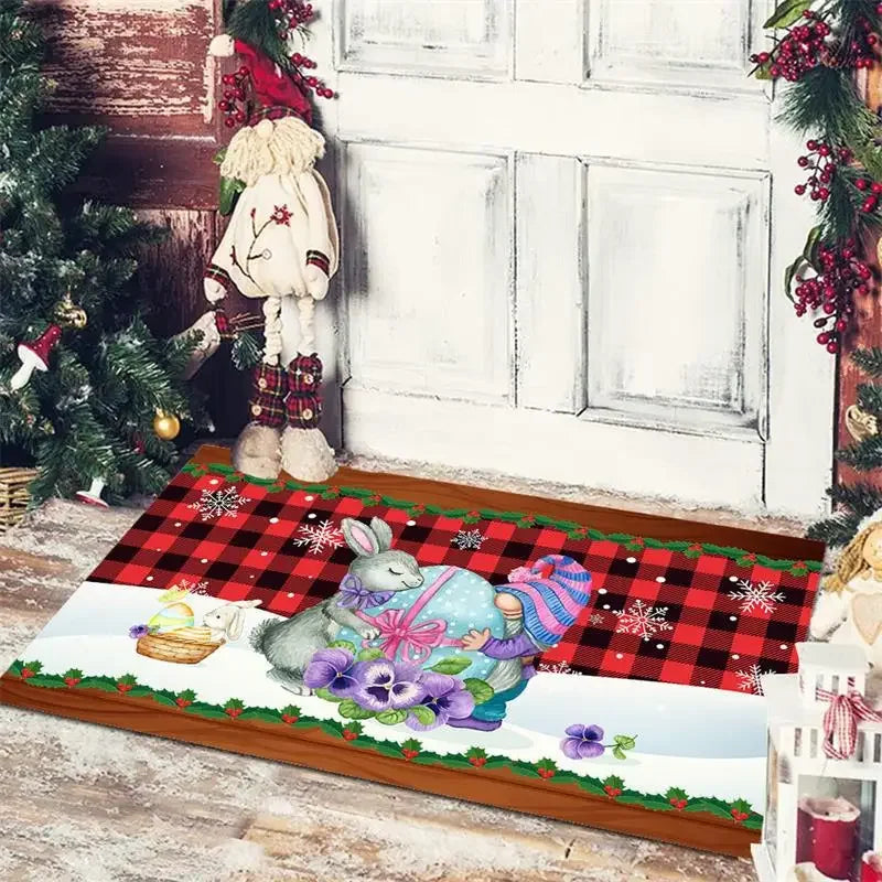 Afralia™ Christmas Snowman Non-slip Floor Mat