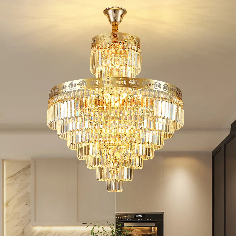 Afralia™ Crystal Duplex Chandelier for Luxury Hollow Living Room Décor