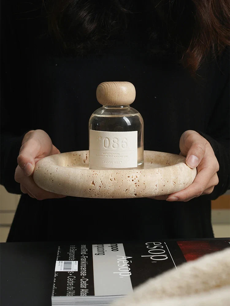 Afralia™ Marble Round Tray: Elegant Serving Dish, Fruit Bowl, Coffee Table Decor