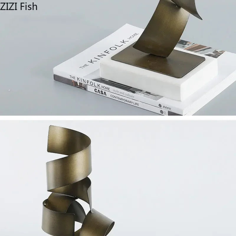 Afralia™ Irregular Crimp Metal Ornaments: Creative Twist Sculpture Artwork for Aesthetic Room Decor