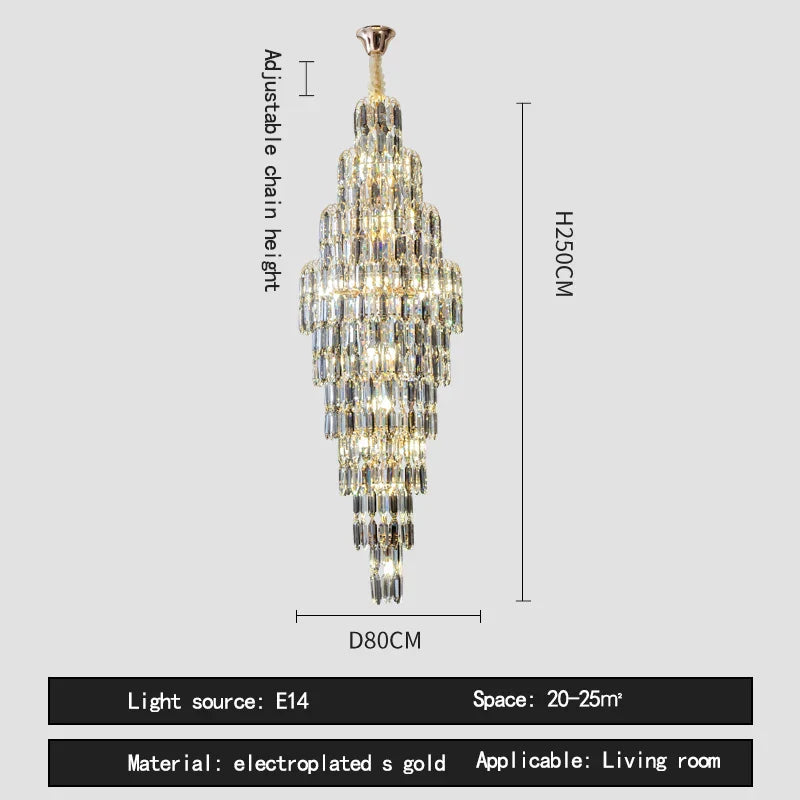 Afralia™ Crystal Loft Pendant Light: Sleek Spiral Staircase Chandelier