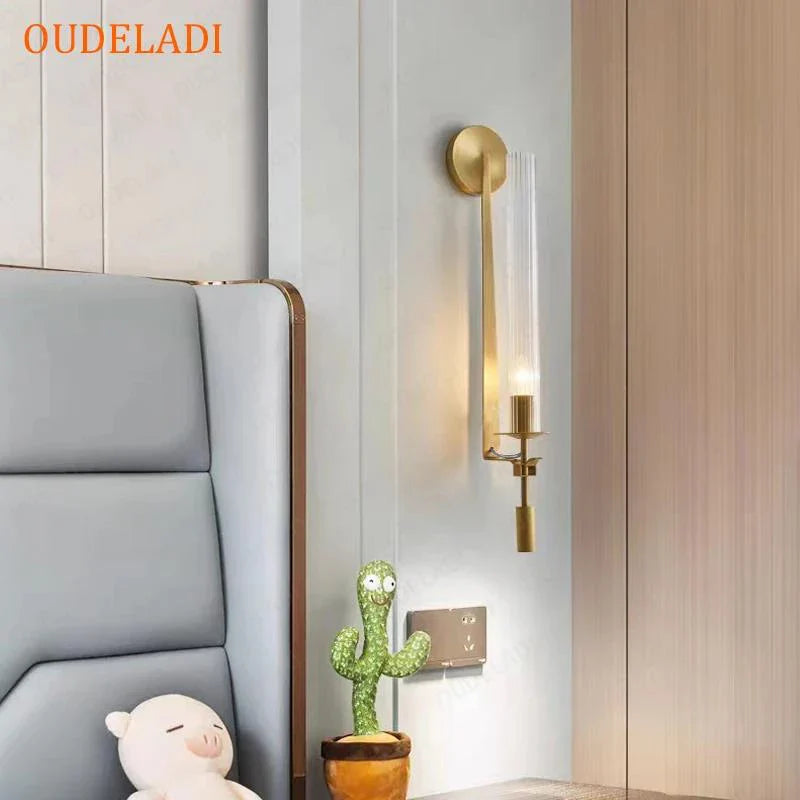 Afralia™ Retro Gold Glass Tube Wall Sconce - Nordic Vintage Lighting Fixture
