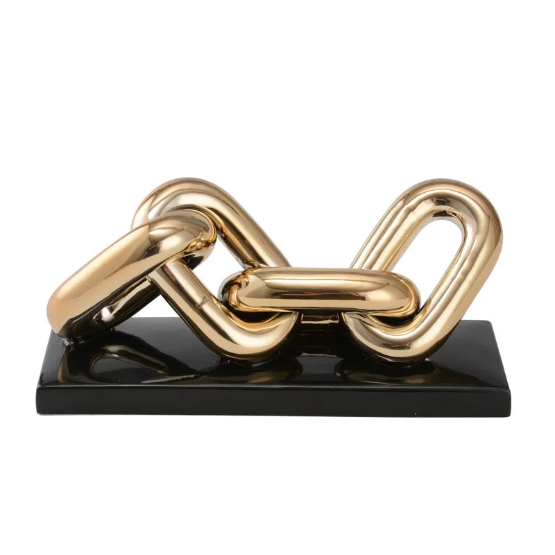 Afralia™ Golden Chain Skeleton Lock Home Decoration Figurine