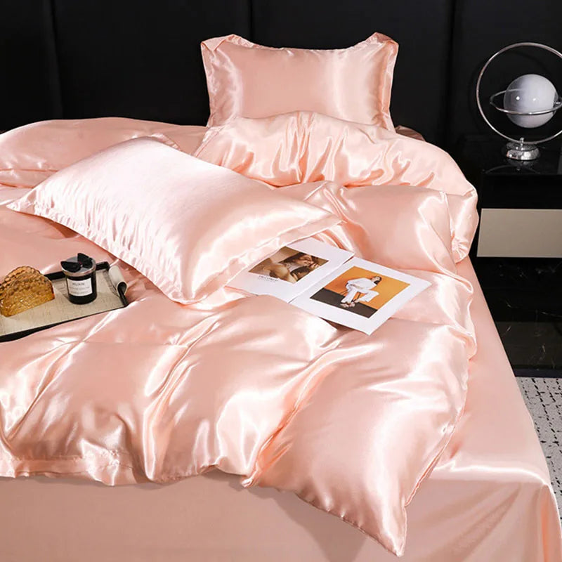 Afralia™ Ice Rayon Duvet Cover and Pillowcase Set: Smooth Comfort in Single & Double Sizes