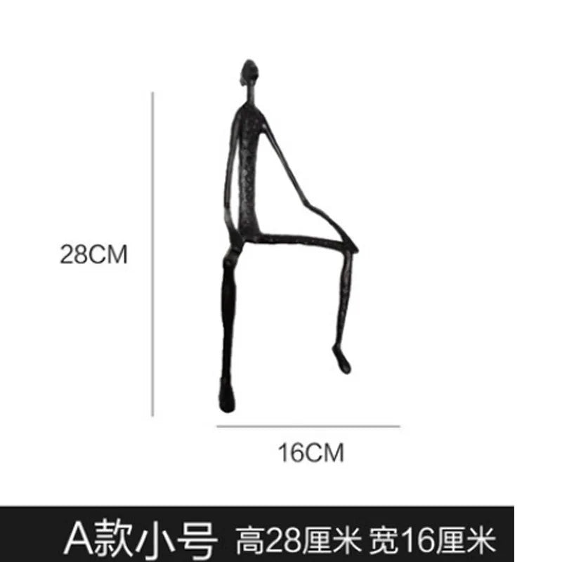 Afralia™ Seated Figure Metal Portrait Sculpture, Handcrafted Iron Statue for Home Decor