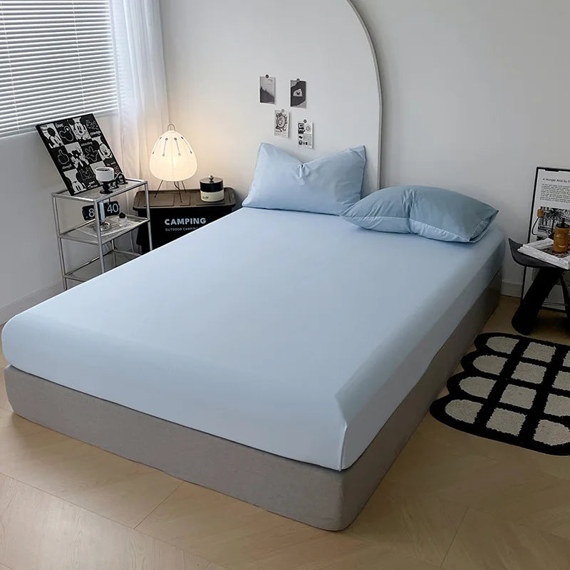 Afralia™ Soft Comfort Solid Color Fitted Bed Sheet - Double Mattress Cover