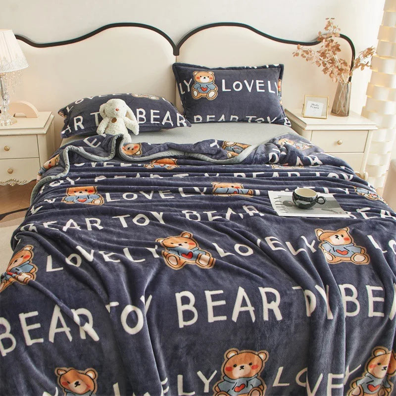 Afralia™ Cartoon Print Flannel Sofa Cover – Lightweight Plush Blanket for Adults