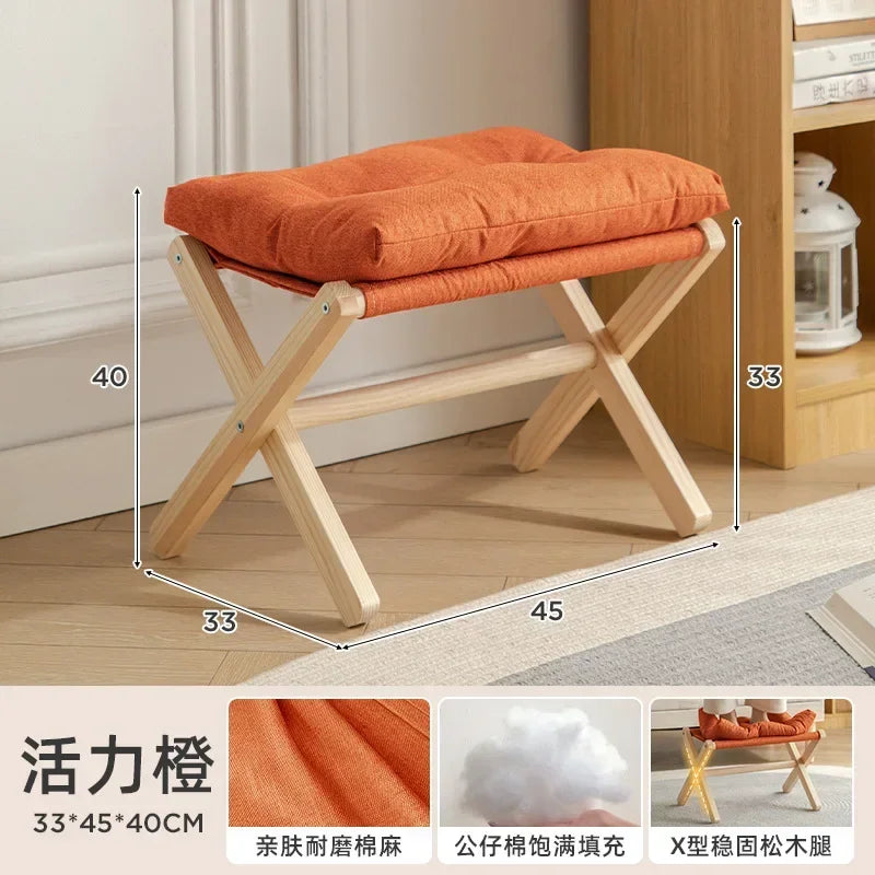 Afralia™ Solid Wood Low Stool for Living Room, Sofa, Balcony, Tatami, Shoe chairs